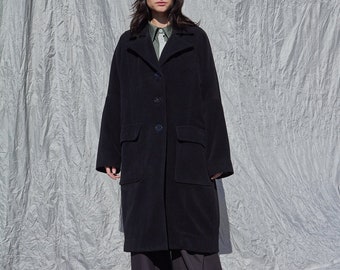 Women’s oversized black coat / One size coat / Wool coat / Cashmere coat / Winter coat / Gorpcore coat