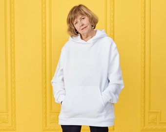 White hoodie / Unisex hoodie / White sweatshirt / Oversized sweatshirt / Plus size hoodie / Cotton hoodie / Large hoodie / Athleasure / OHMY