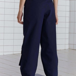 High waist jeans / Navy blue cargo pants / Denim pants / Denim trousers / Gorpcore jeans / Racing jeans image 3