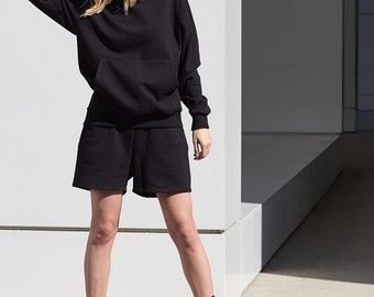 Women’s black jersey shorts / Designer shorts / Gift for her
