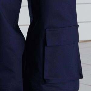 High waist jeans / Navy blue cargo pants / Denim pants / Denim trousers / Gorpcore jeans / Racing jeans image 2