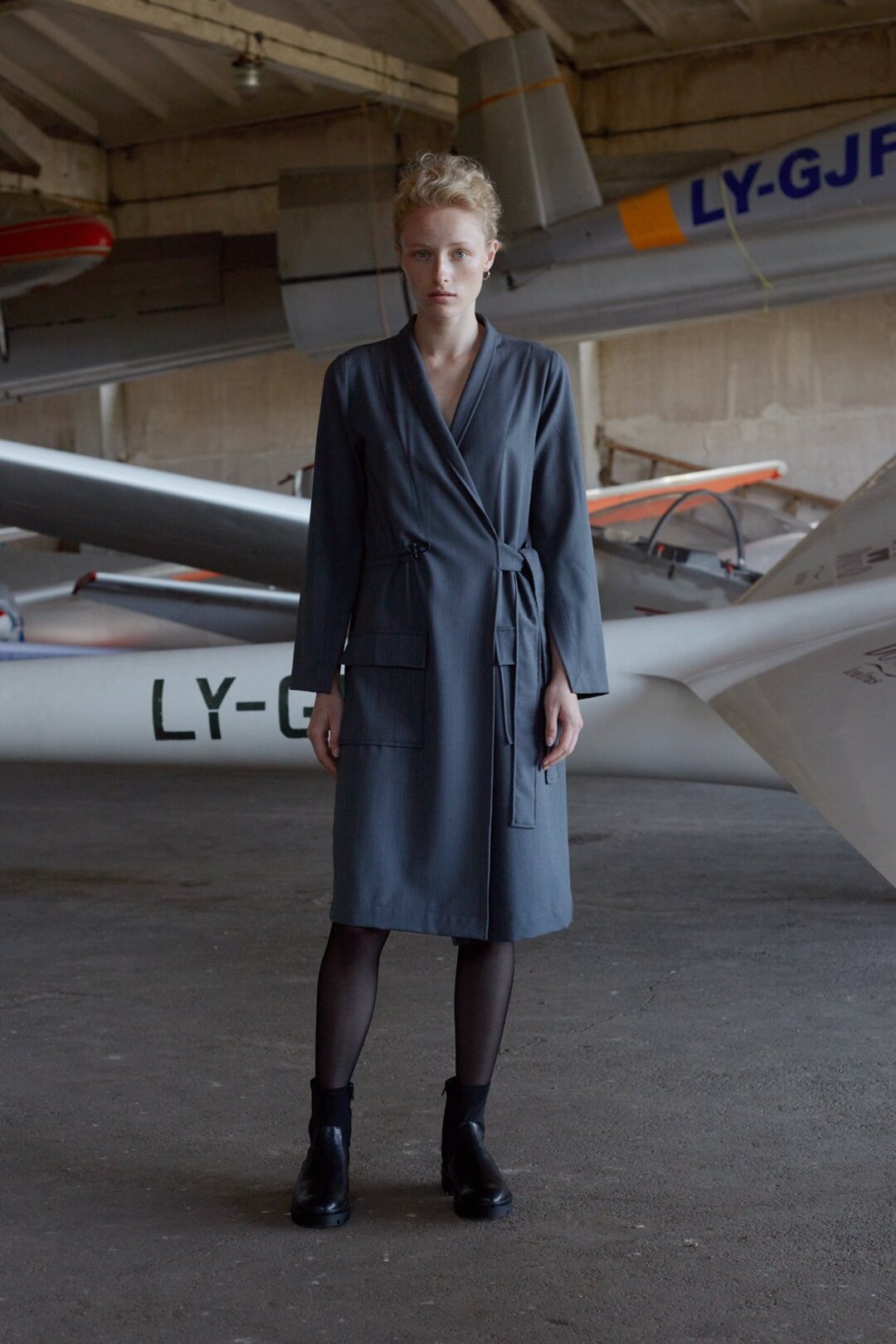 Midi Wool Dress / Formal Gray Dress / Elegant Dress / Office Dress