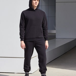 Mens black hoodie / Designer hoodie / Gift for him / Sweatshirt image 1