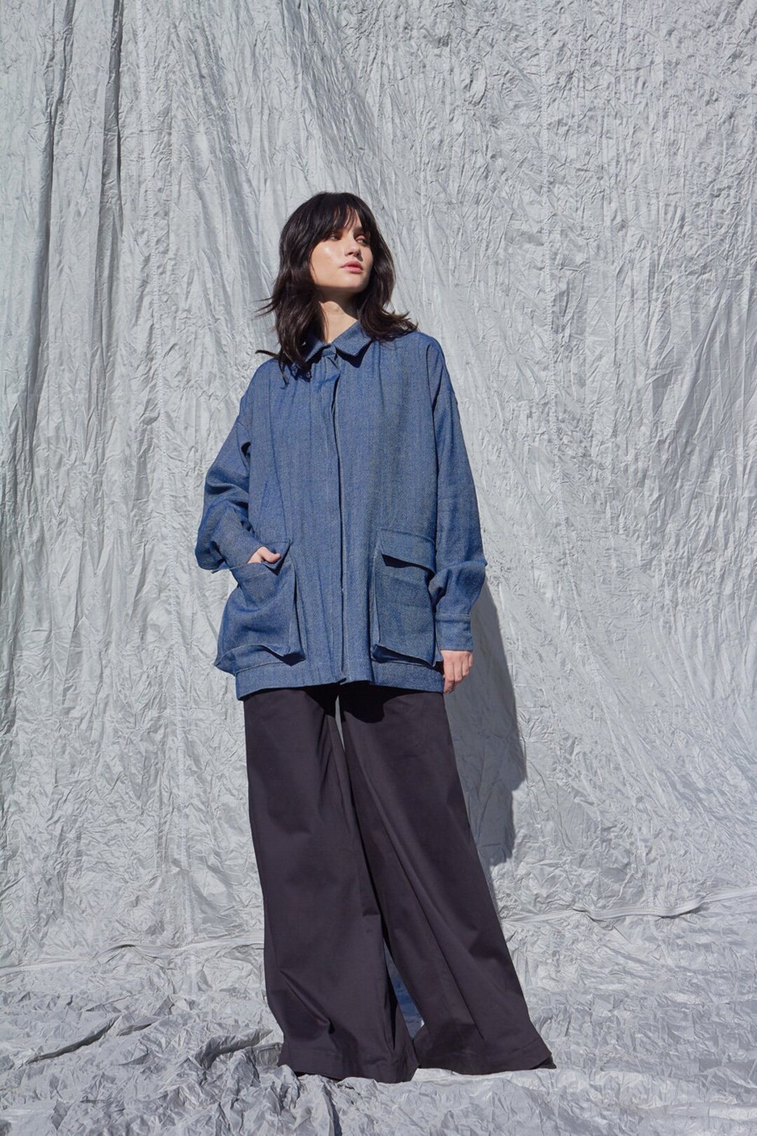 Oversized Denim Jacket / Women's Jeans Jacket / Blue Jacket / Cotton Jacket / Shirt Type Jacket