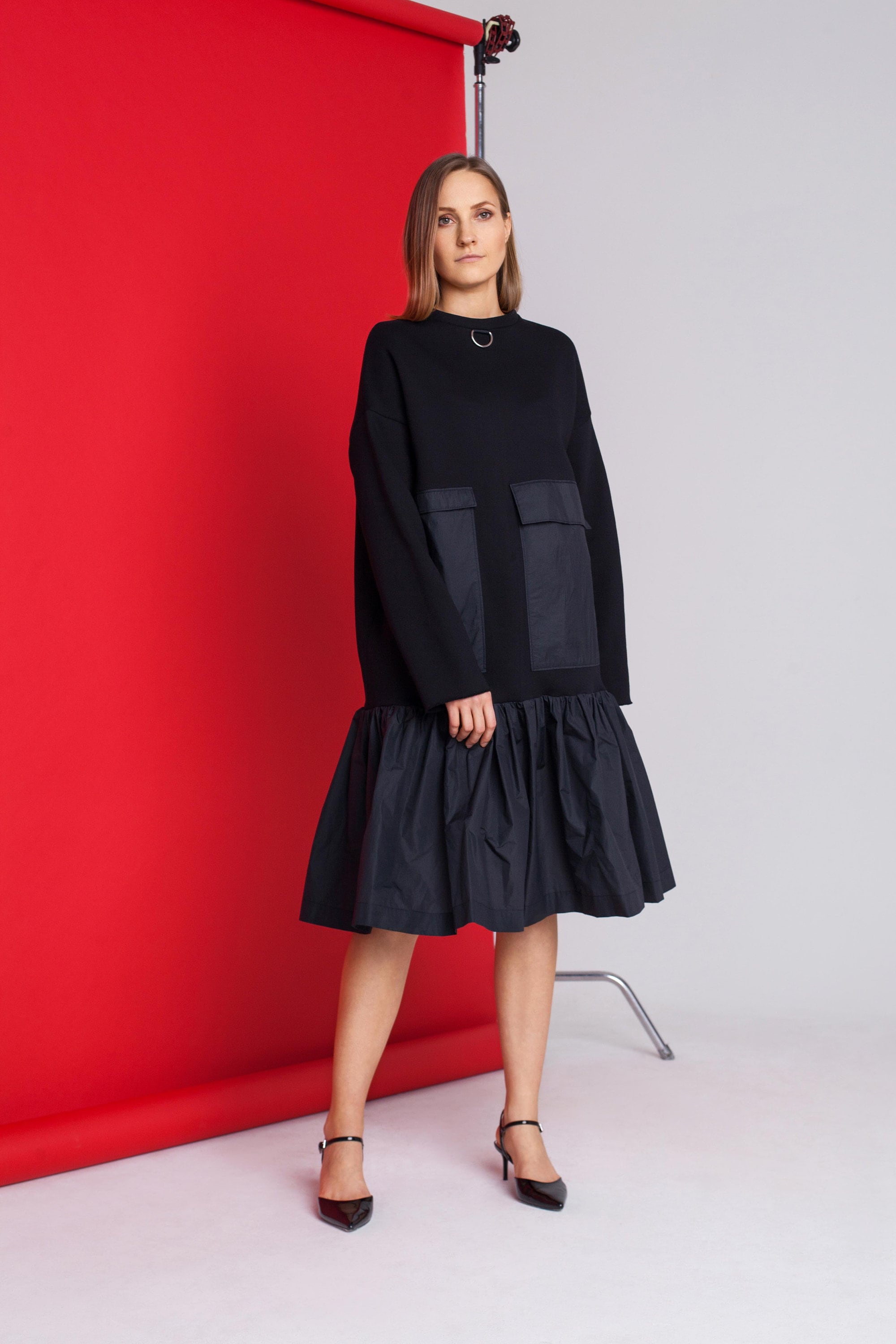 sweatshirt dress with ruffle