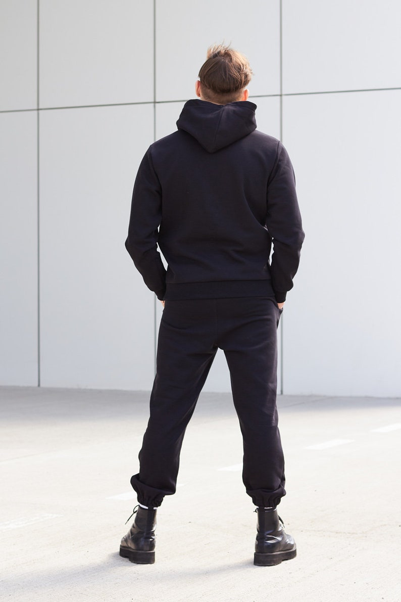 Mens black hoodie / Designer hoodie / Gift for him / Sweatshirt image 4
