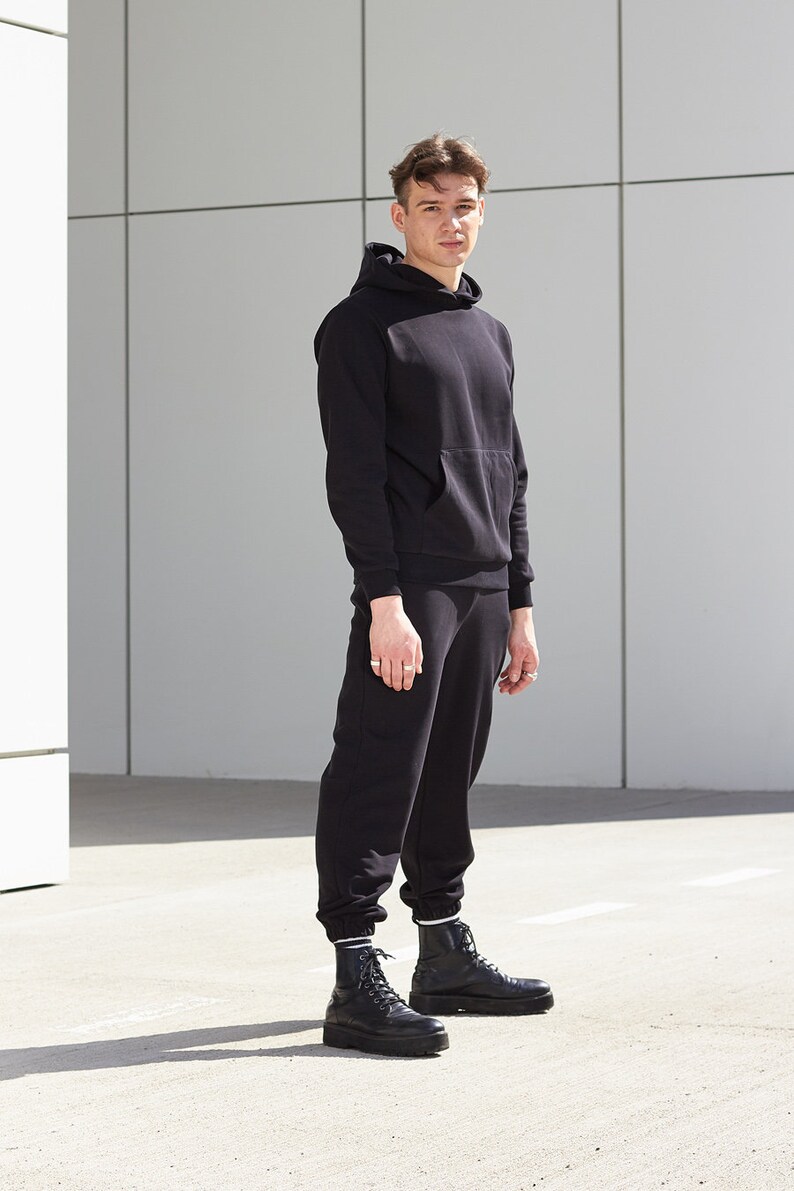 Mens black hoodie / Designer hoodie / Gift for him / Sweatshirt image 3