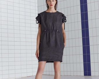 Grey linen dress | Short linen dress | Summer linen dress | Linen tunic dress / linen / summer dress / women clothing / OHMY