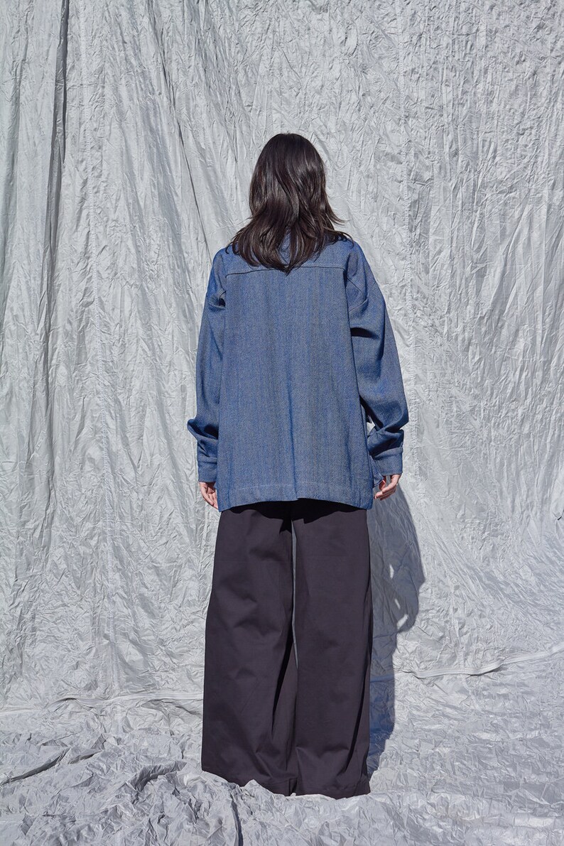 Oversized Denim Jacket / Women's Jeans Jacket / Blue Jacket / Cotton Jacket / Shirt Type Jacket