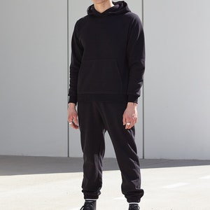 Mens black hoodie / Designer hoodie / Gift for him / Sweatshirt image 2