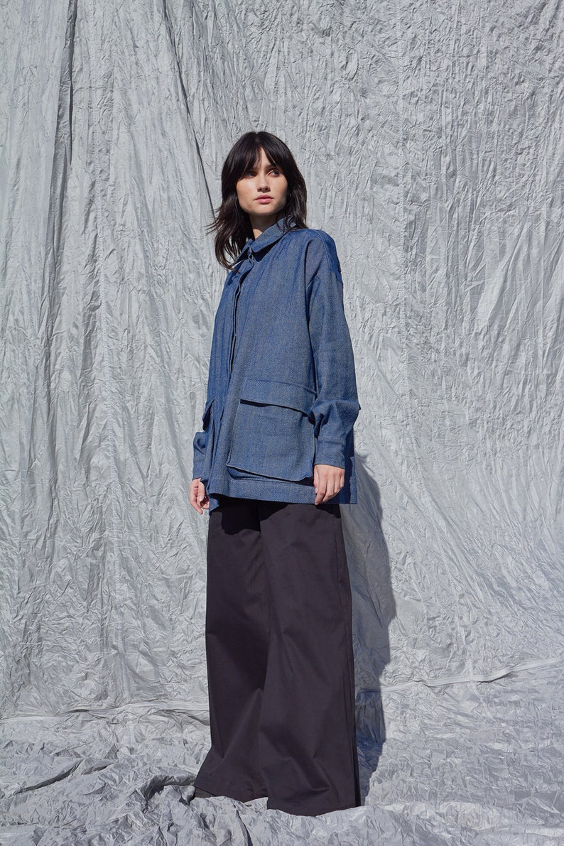 Oversized Denim Jacket / Women's Jeans Jacket / Blue Jacket / Cotton Jacket / Shirt Type Jacket