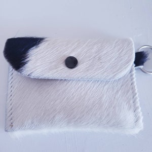 Mini portafoglio in pelle di pelle di pelle bovina con capelli, custodia per monete, portafoglio minimalista, portachiavi portafoglio, portafoglio per biglietti da visita, porta carte di credito.