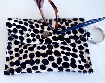 Cheetah Print Hair-on Leather Mini Wallet, Card Holder