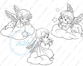 Angel Line Art - Etsy