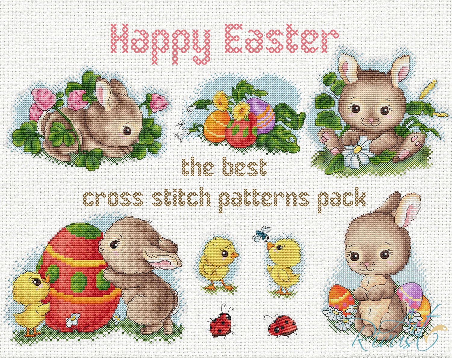 Cross Stitch Pattern Scheme happy Easter Baby Etsy