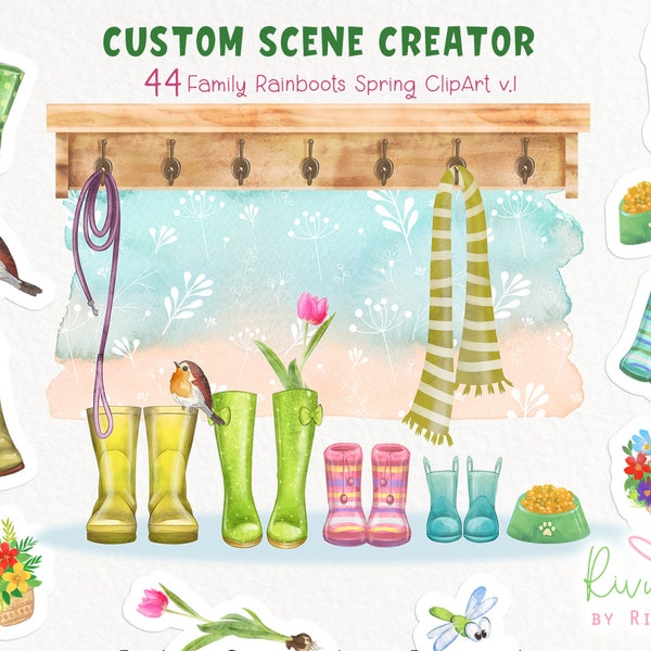 Wellington boot family print. Customisable Family portrait creator. Welly boot clipart, wellies print, hallway personalised gift mothers day