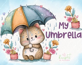 Mouse Clipart l Rainy Day PNG l Spring clip art l Mouse PNG l Rainy Day Watercolor Clipart l Rain sublimation l April Showers graphics