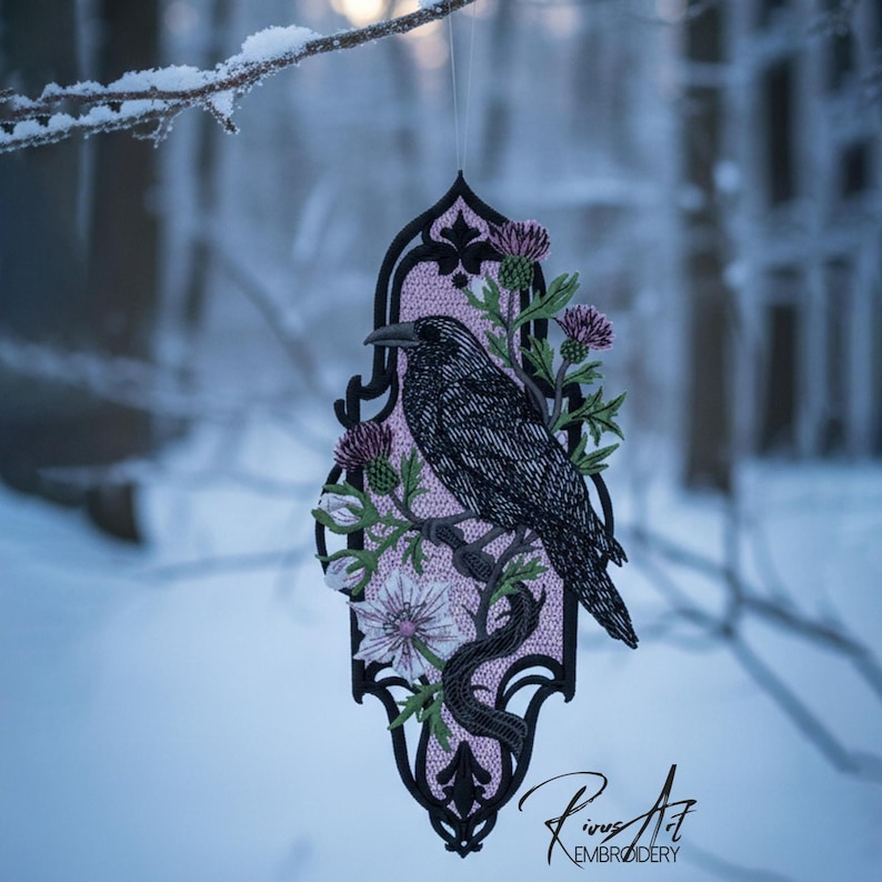 FSL Gothic Lace Raven Machine Embroidery Design - Dark Academia Witchy ...