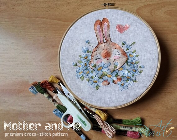 Cute Cross Stitch Rabbit Embroidery Pattern Easter Cross Stitch Pattern Pdf Moms Love Counted Cross Stitch Chart With Easter Bunny Craft Supplies Tools Kits How To Kientructhanhdat Com