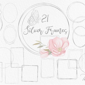 Clipart cadre argenté or blanc PNG couronne métallique design graphique modèle de faire-part de mariage bricolage bordure vintage ligne géométrie minimaliste