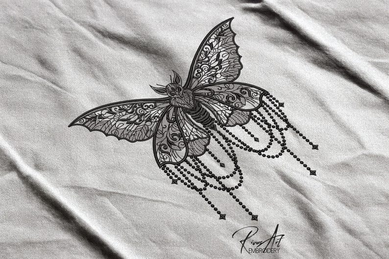 Gothic Lace Moth Machine Embroidery Design - NOT FSL! Victorian Dark ...