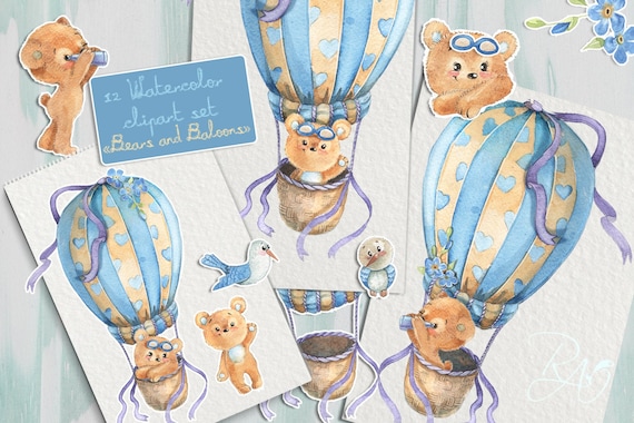 hot air balloon with teddy bear