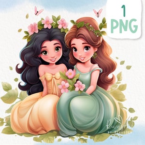 Cute Princess Besties PNG. Princesses, Fairytale, Girl, Birthday Decor ...
