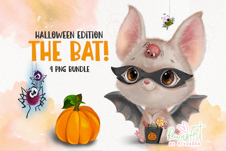 Halloween Cute Bat PNG Clipart Watercolor Gothic - Etsy