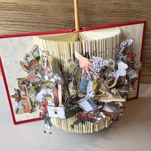 Alice's Adventures In Wonderland. A Unique book sculpture.