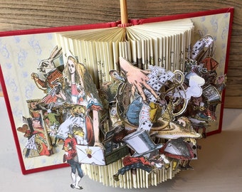 Alice's Adventures In Wonderland. A Unique book sculpture .Tariff n/a