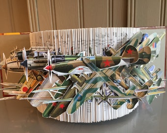 Unique "Aircraft of World War II ' Book Sculpture.