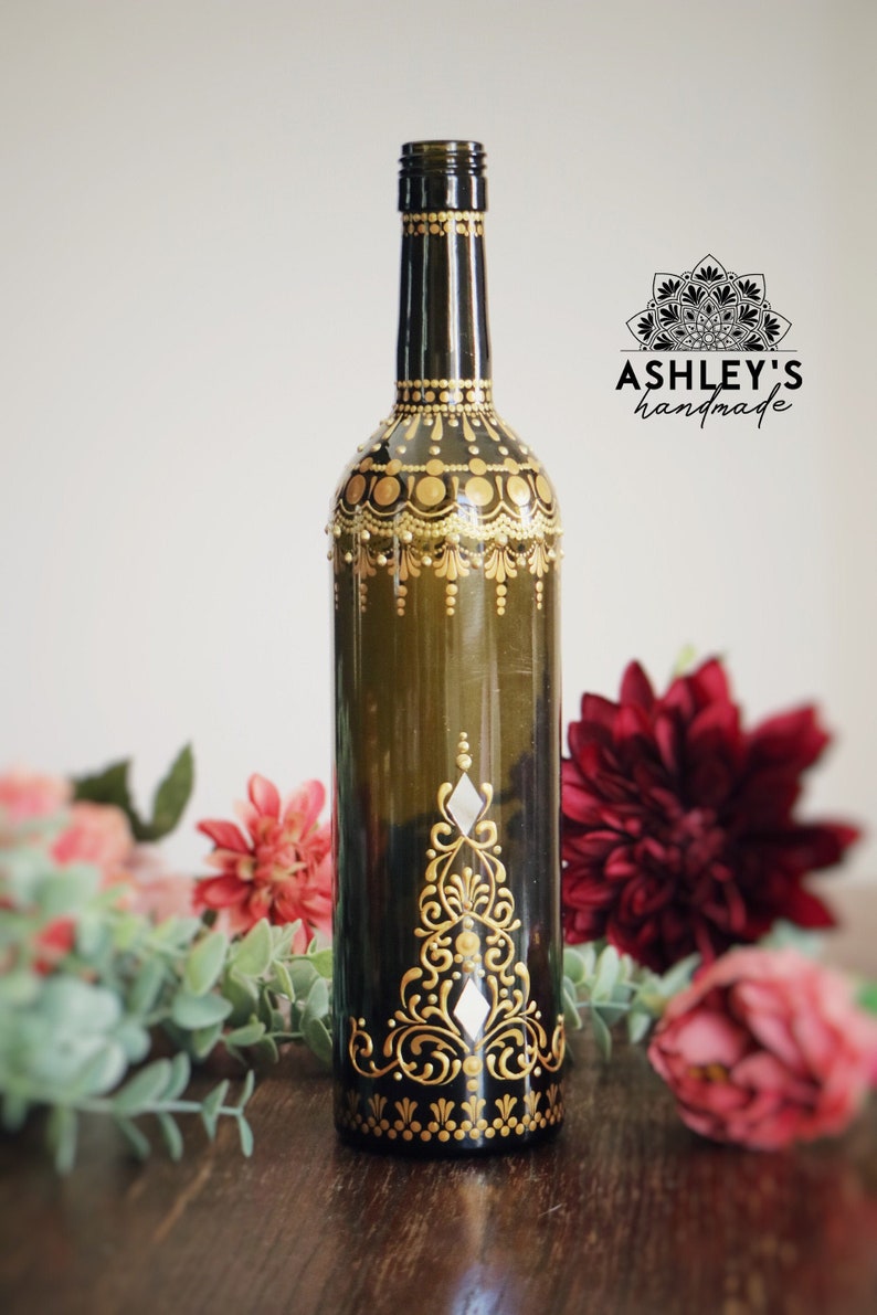 Vintage Retro Henna Flower Vase Decor Flower Vase Hand Etsy