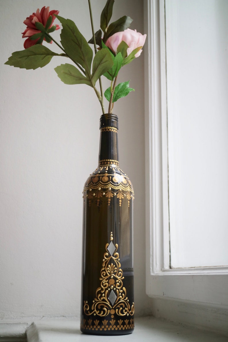 Vintage Retro Henna Flower Vase Decor Flower Vase Hand Etsy