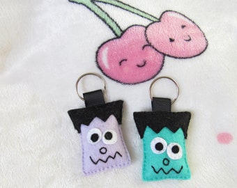 Cute Frankenstein Keyring | Wool Felt | Halloween | Autism Friendly | Anxiety Comforter | Good Vibe Gifts UK