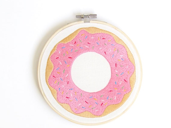 Donut Hand Embroidery Wall Art Gift Idea Doughnut
