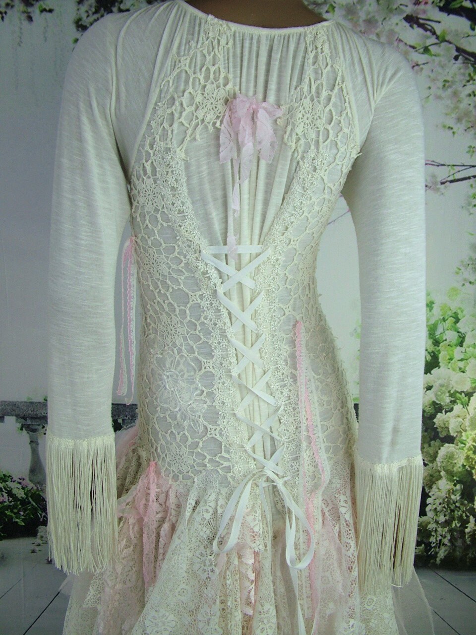 Lace Bowknot-back Petal Dress - 4 Colors