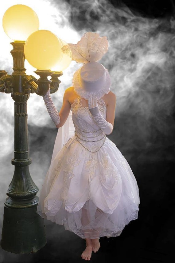 white steampunk dress