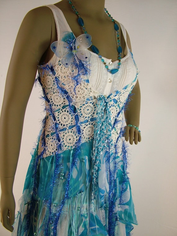 Aqua and white wedding dress 2025
