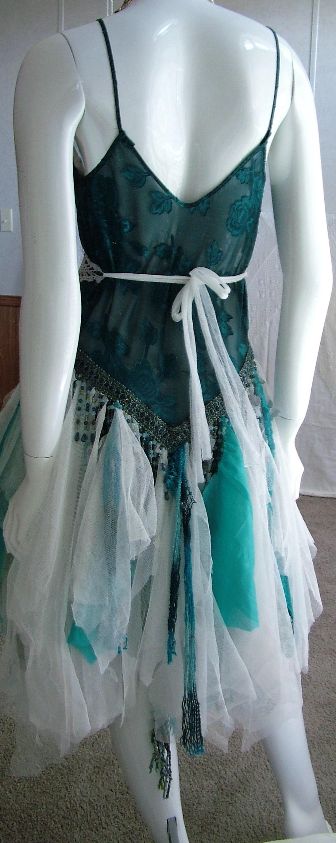 Aqua White Dress Beach Wedding Dress Bohemian Weddingshabby - Etsy