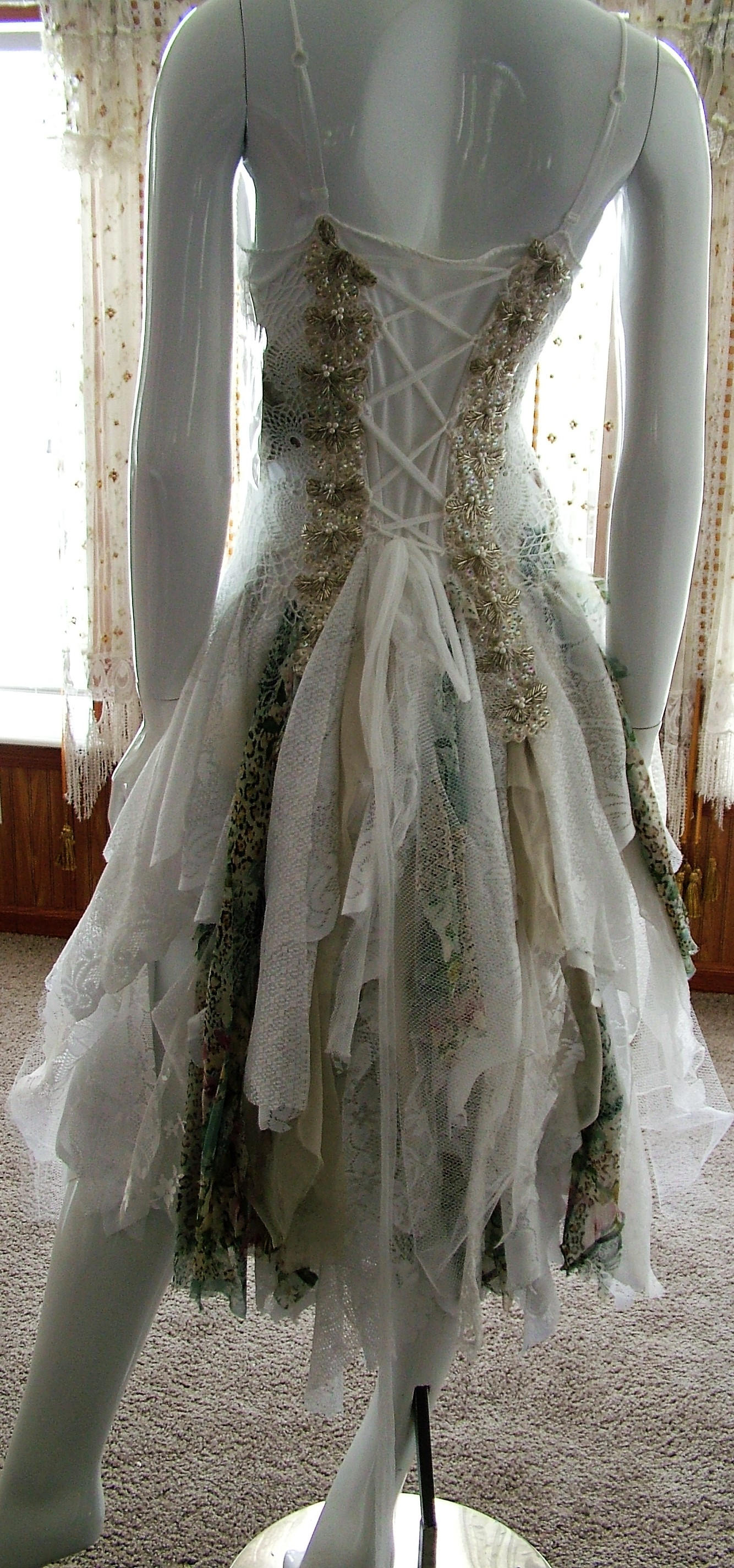 White Green Vintage Inspired Wedding Dress Ice Princess Fairy - Etsy