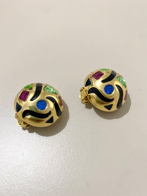 Swarovski Colorful Rhinestone Earrings - image 2