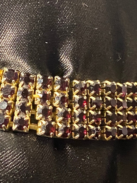 Deep Red Rhinestone Expandable Bracelet - image 4