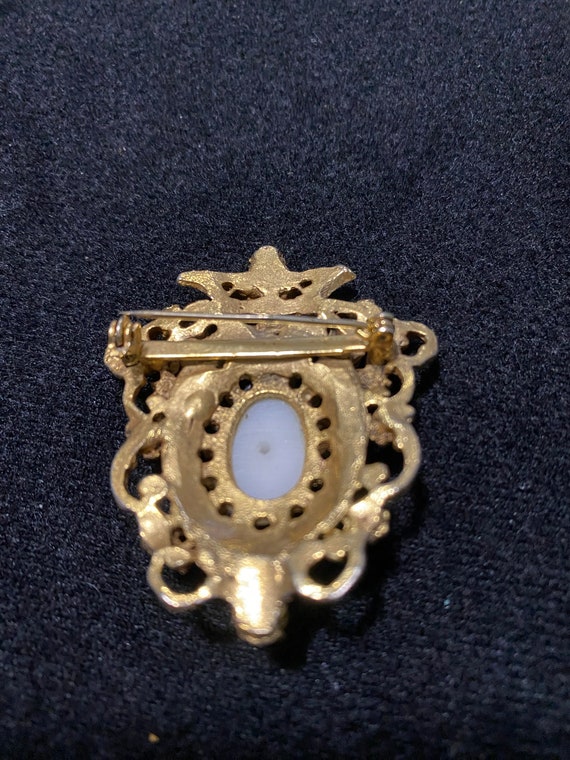 Pearl and Turquoise Shield Brooch - image 4