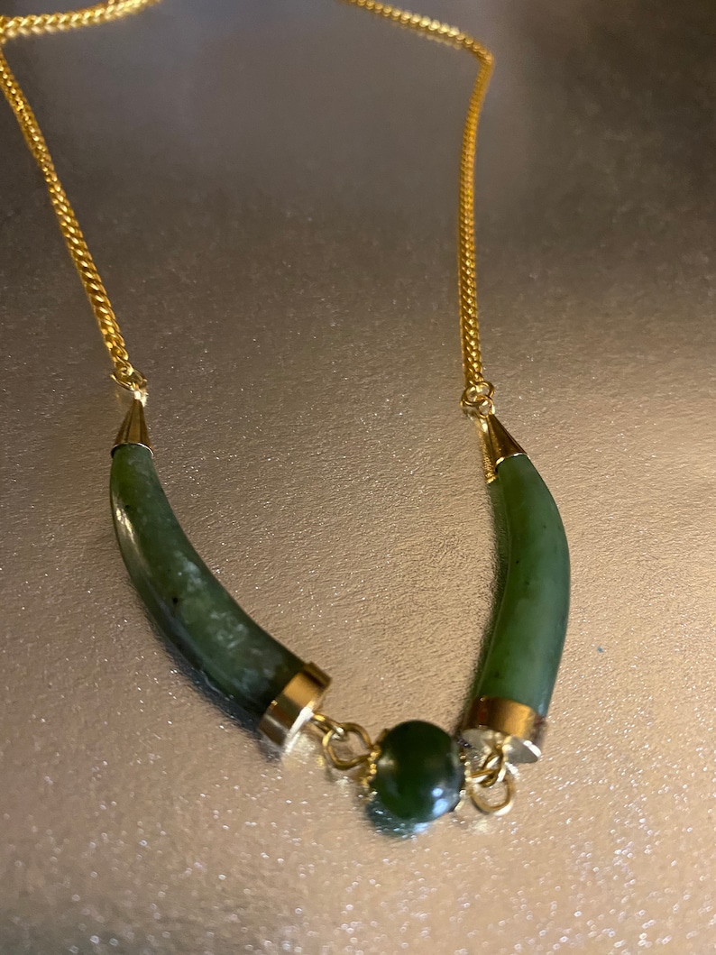 Jade Green and Gold Necklace