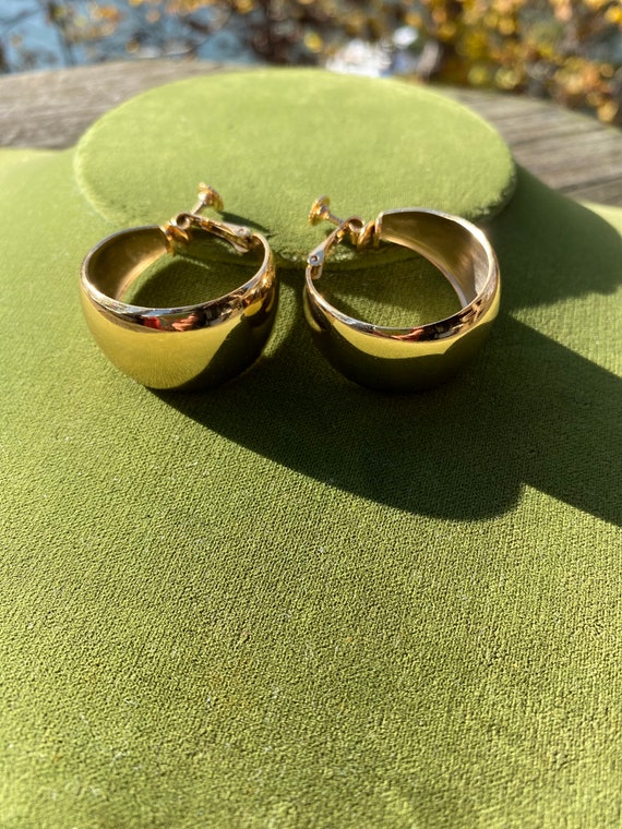 Wide Gold Hoop Napier Earrings