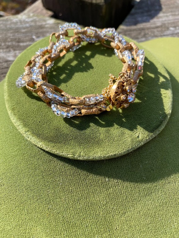 Miriam Haskell Glass Bead and Brass Bracelet