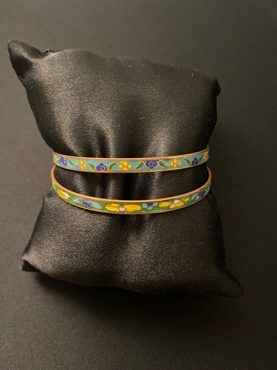 Flat Cloisonne' and Copper Bangles - image 3