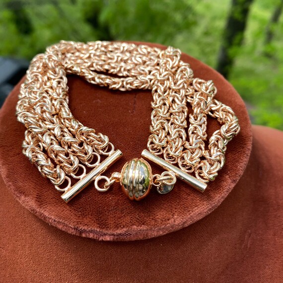 Bronze Milor Italy Byzantine Chain Bracelet Gem