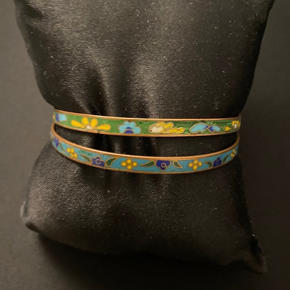 Flat Cloisonne' and Copper Bangles - image 1