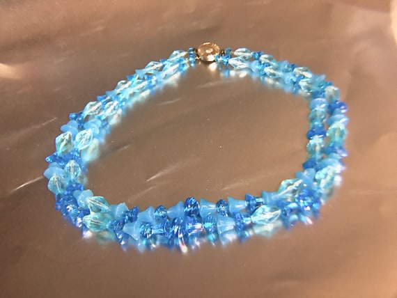 Shades of Blue Bells Lucite Necklace